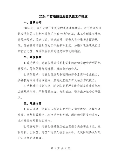 2024年防违控违巡查队伍工作制度
