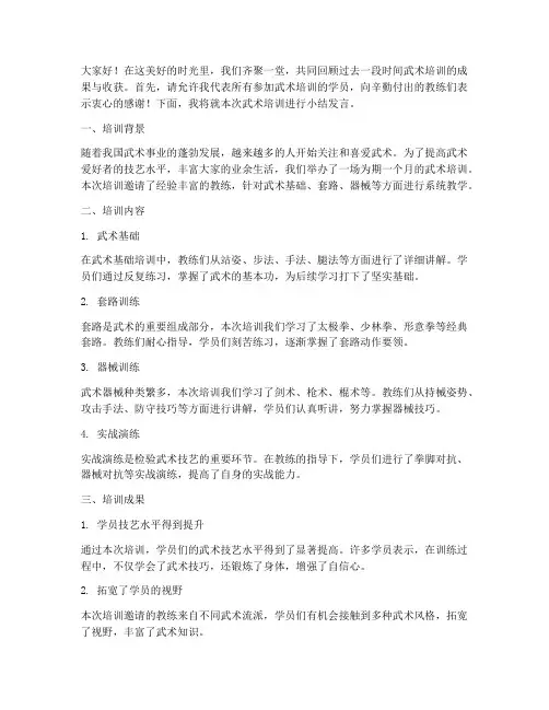 武术培训小结发言稿