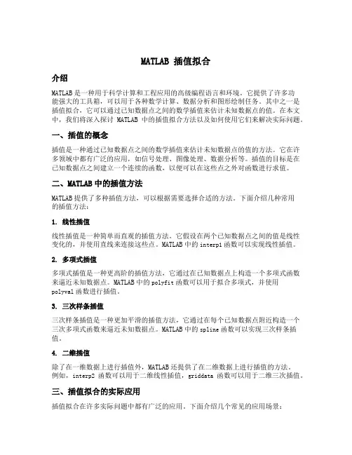 matlab 插值拟合
