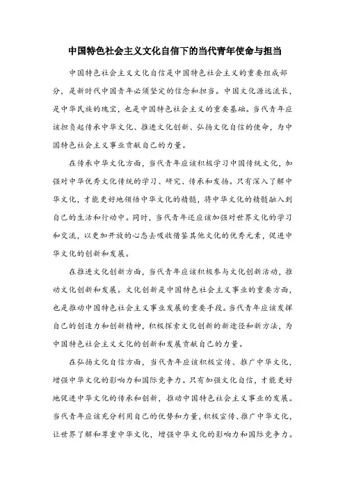 适合结合中国特色社会主义文化自信,谈谈当代青年的使命与担当的标题