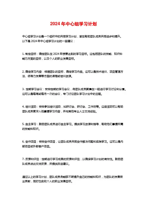 2024年中心组学习计划