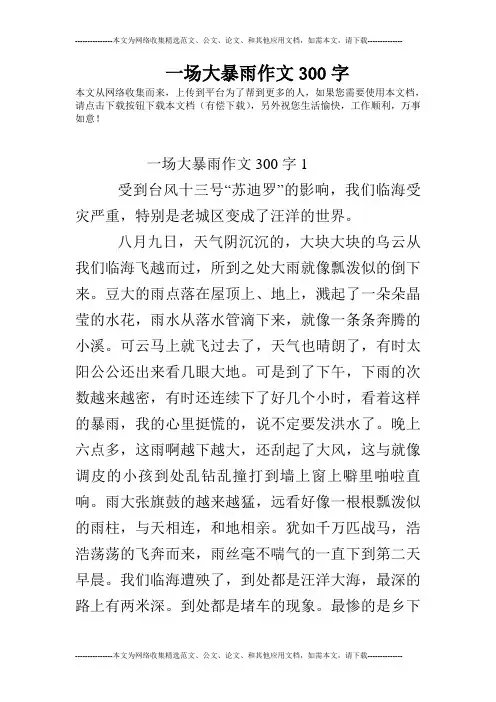 一场大暴雨作文300字