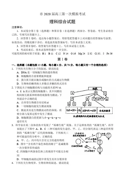 河南省开封市2020届高三第一次模拟考试_理科综合