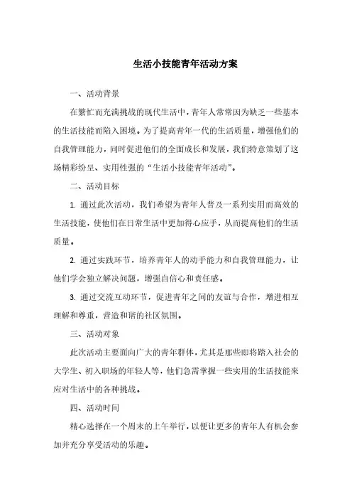 生活小技能青年活动方案