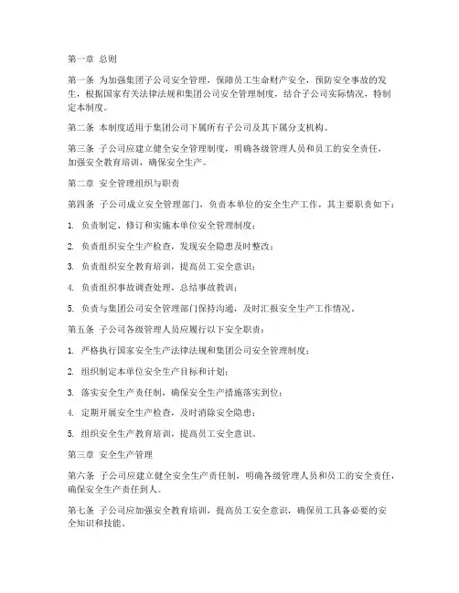 集团子公司安全管理制度