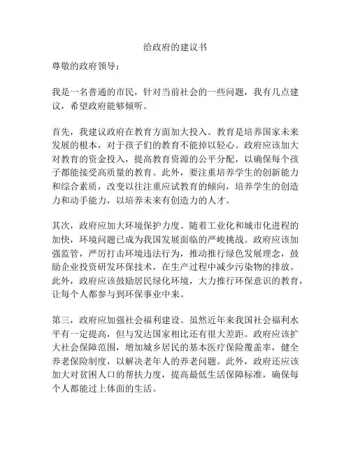 给政府的建议书