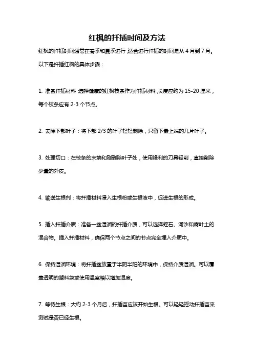 红枫的扦插时间及方法