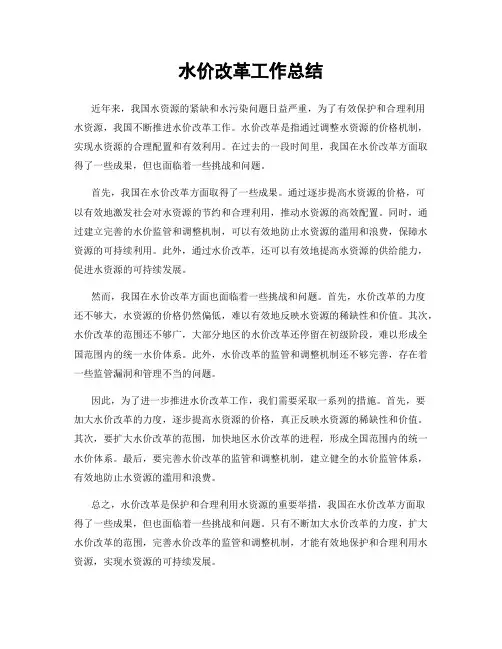 水价改革工作总结
