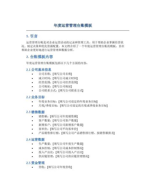 年度运营管理台账模板图片