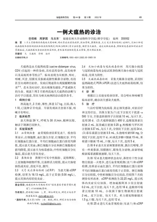 一例犬瘟热的诊治