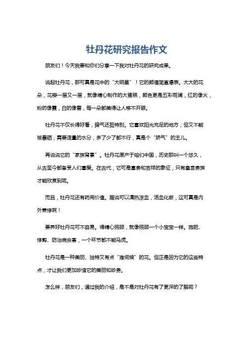 牡丹花研究报告作文