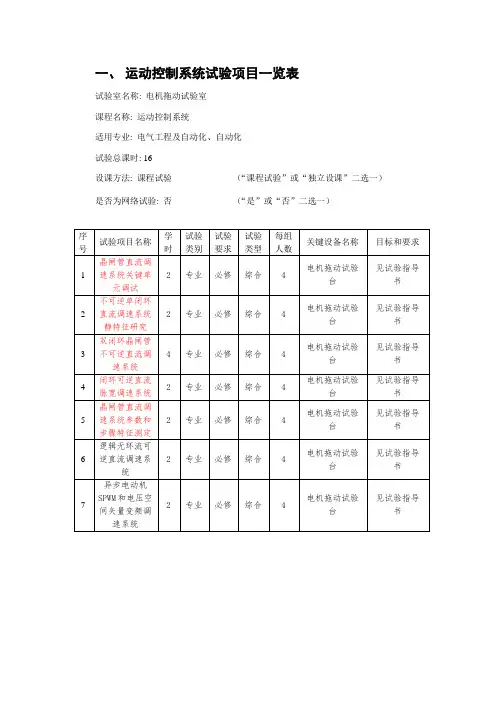 运动控制新版系统试验参考指导书