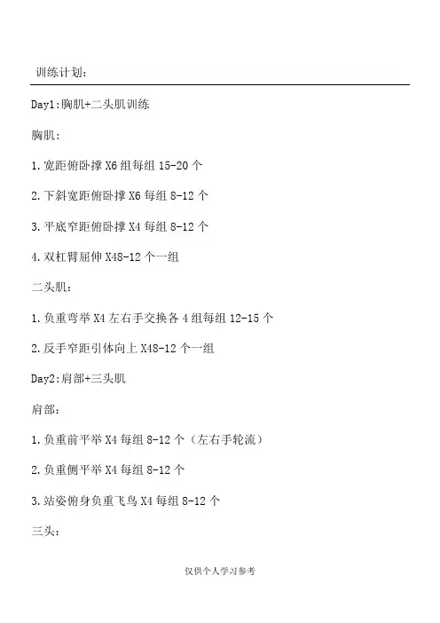 徒手训练计划