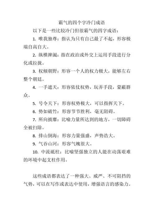 霸气的四个字冷门成语