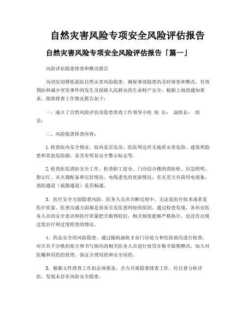 自然灾害风险专项安全风险评估报告