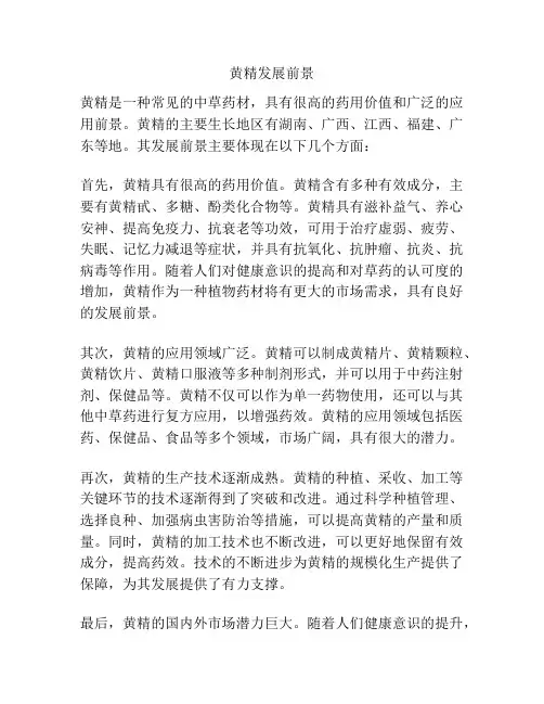 黄精发展前景