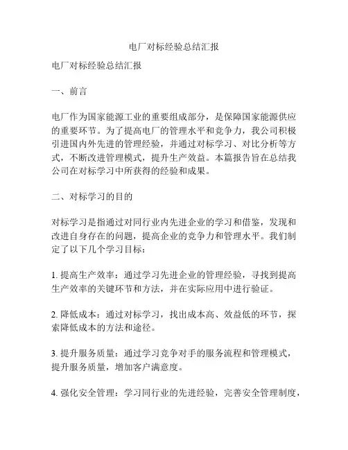 电厂对标经验总结汇报