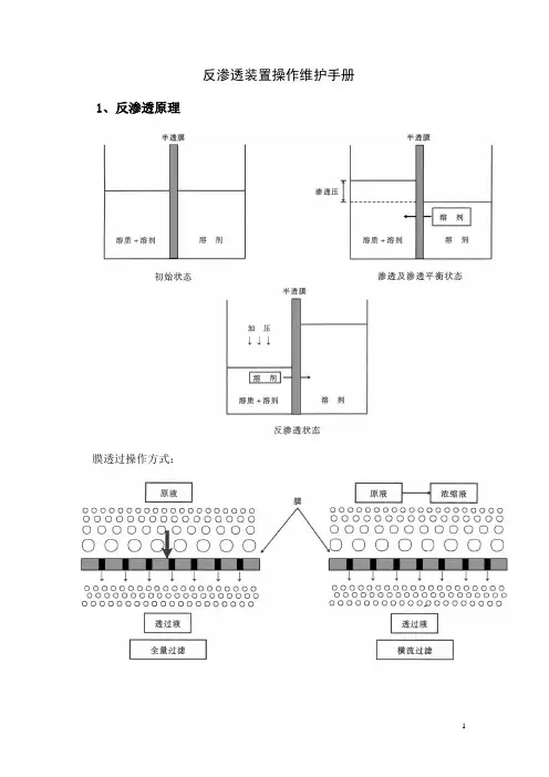 反渗透操作维护手册+反渗透ro和纳滤nf膜元件使用注意事项