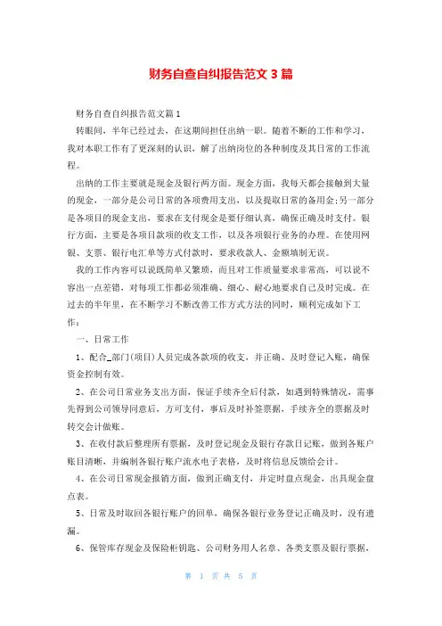 财务自查自纠报告范文3篇