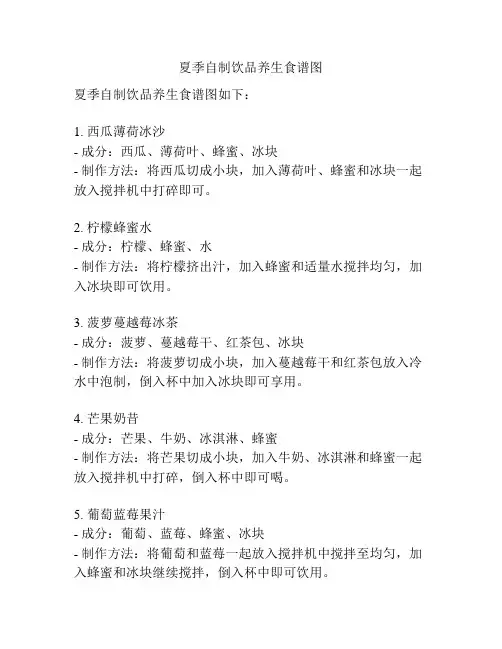 夏季自制饮品养生食谱图