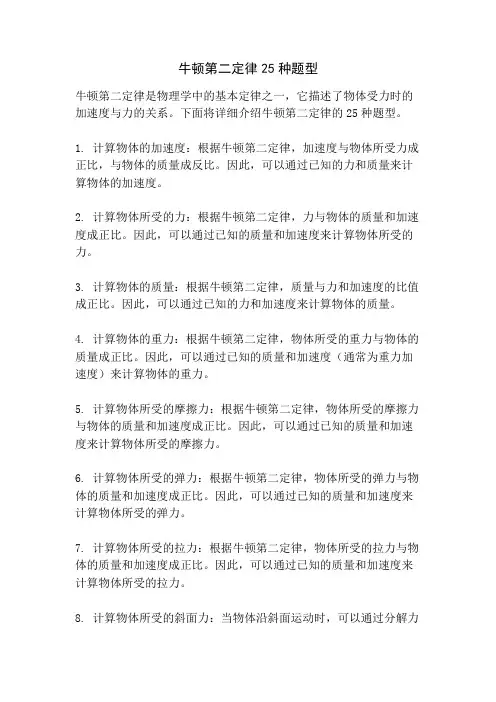 牛顿第二定律25种题型