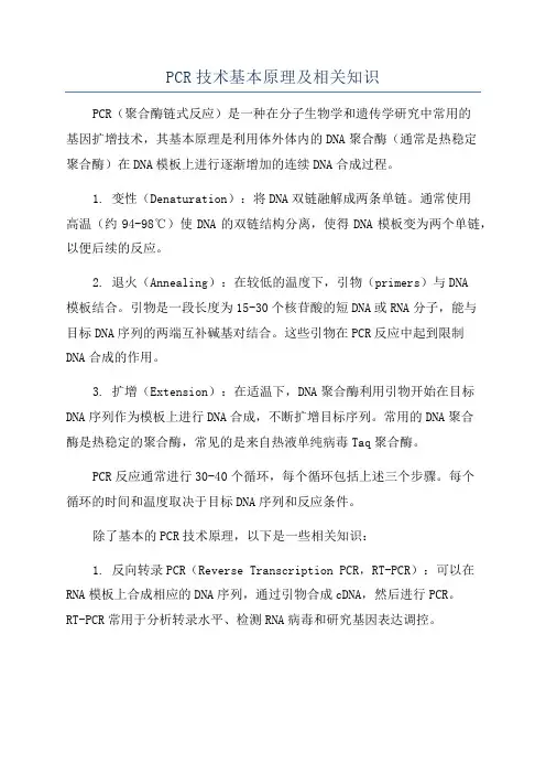 PCR技术基本原理及相关知识