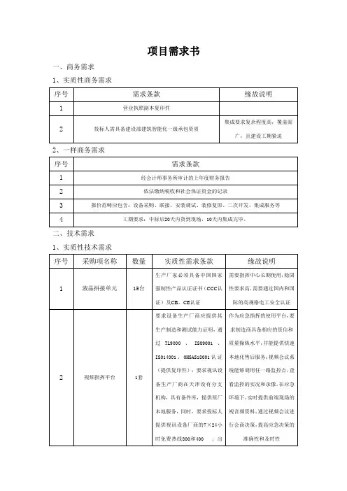 项目需求书