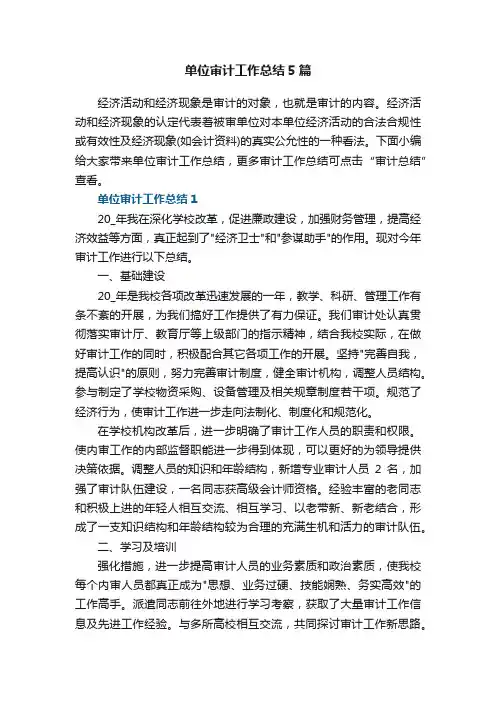 单位审计工作总结5篇