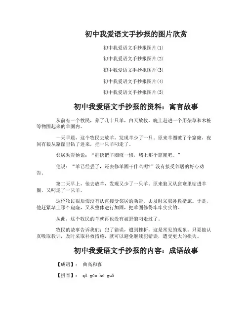 初中我爱语文手抄报图画资料
