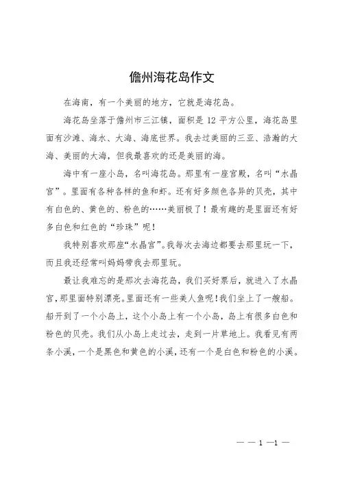 儋州海花岛作文