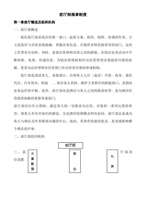 前厅部规章制度(各岗)