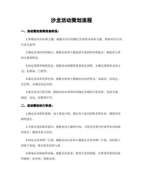 沙龙活动策划流程