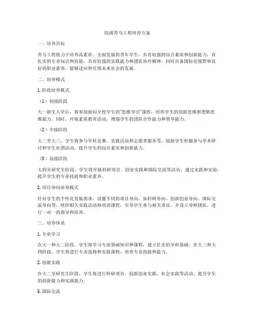 院级青马工程培养方案