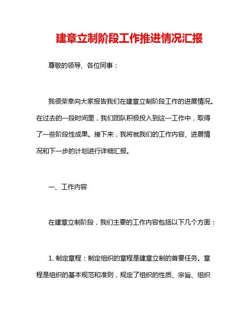 建章立制阶段工作推进情况汇报