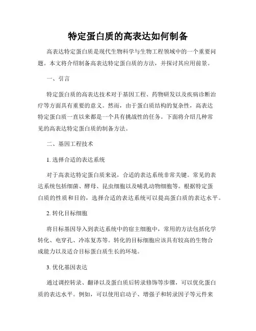 特定蛋白质的高表达如何制备