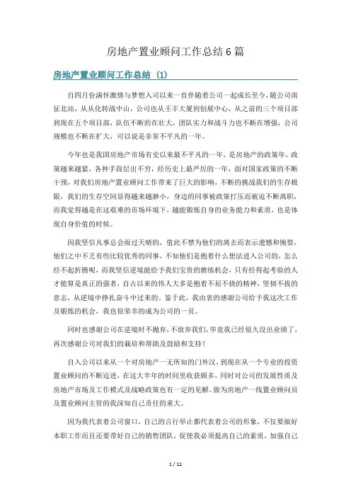 房地产置业顾问工作总结6篇