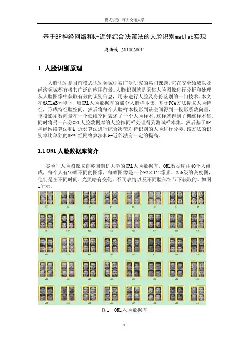 模式识别-人脸识别