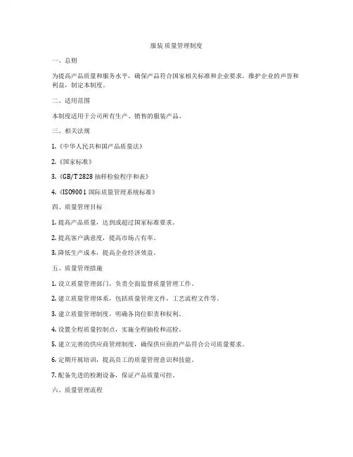 服装 质量管理制度