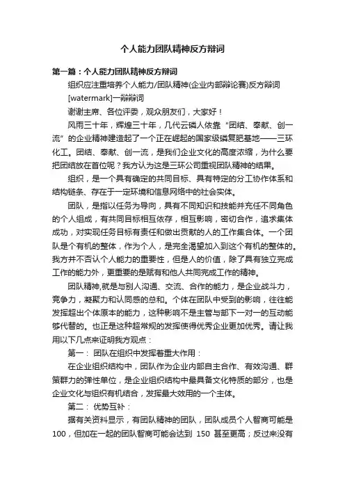 个人能力团队精神反方辩词