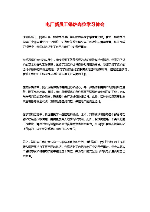 电厂新员工锅炉岗位学习体会