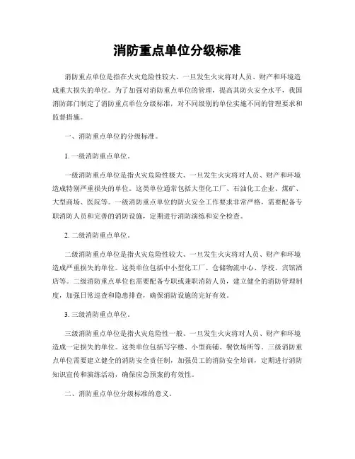 消防重点单位分级标准