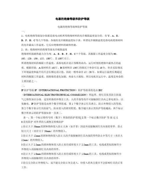 电器的绝缘等级和防护等级