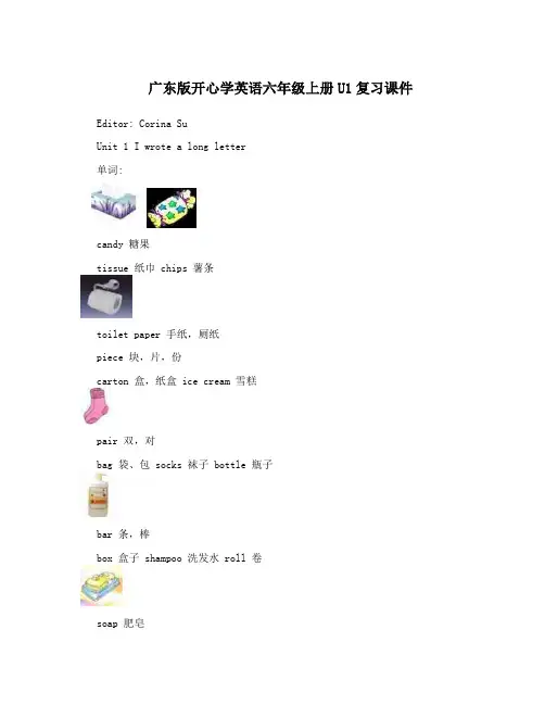 广东版开心学英语六年级上册U1复习课件