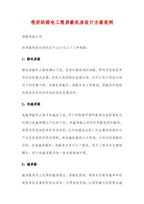 很好的弱电工程屏蔽机房设计方案范例