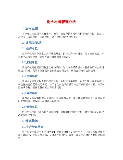 耐火材料管理办法