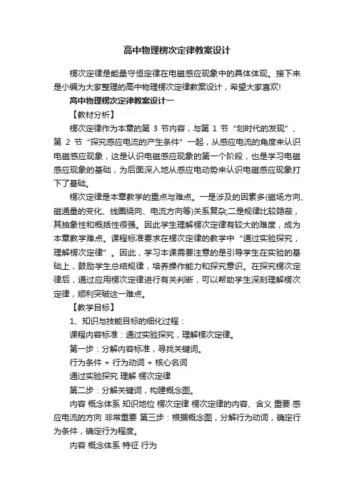高中物理楞次定律教案设计