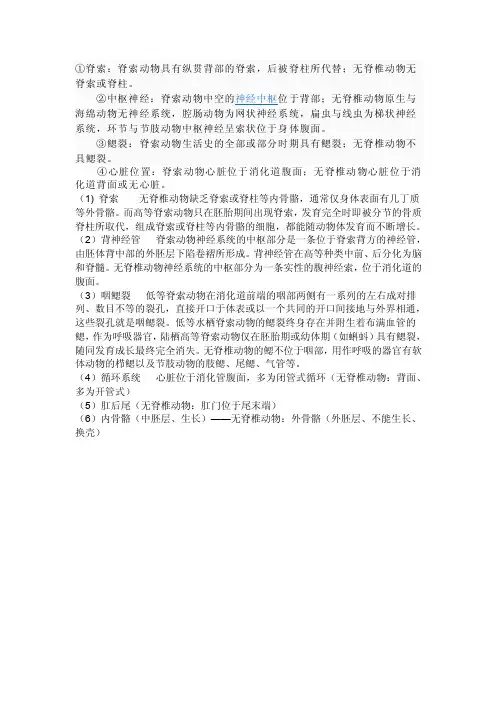 脊索动物与无脊椎动物的区别