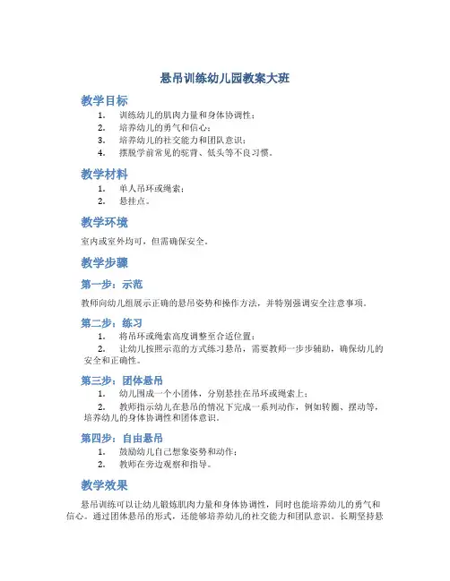 悬吊训练幼儿园教案大班