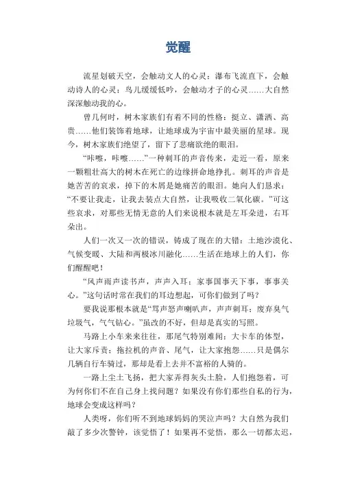 初中生满分作文 觉醒