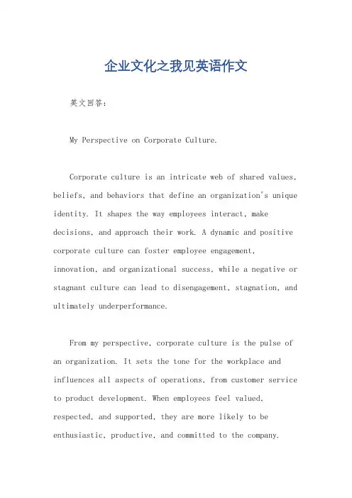 企业文化之我见英语作文